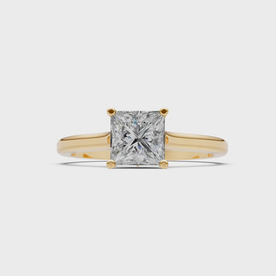 10k Yellow Gold Princess-Cut Solitaire Diamond Engagement Ring