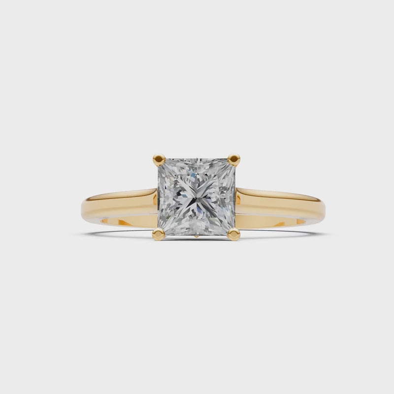 10k Yellow Gold Princess-Cut Solitaire Diamond Engagement Ring