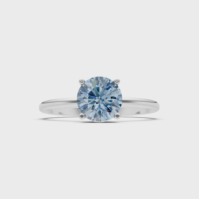 Aquamarine 4 Prong Solitaire Round Engagement Ring Cathedral Setting