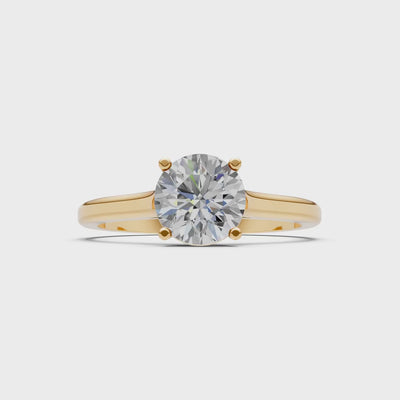 Round Cut Gemstone Solitaire Gold Ring