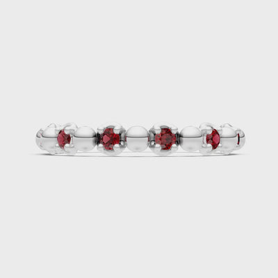 Garnet Beaded Diamond Stacking Ring
