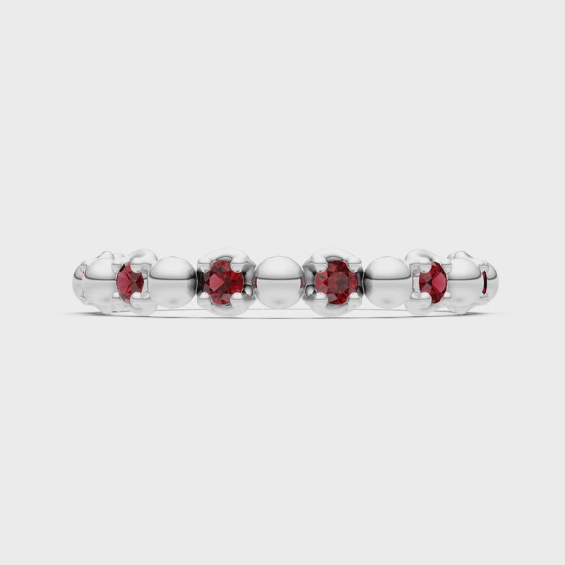 Garnet Beaded Diamond Stacking Ring