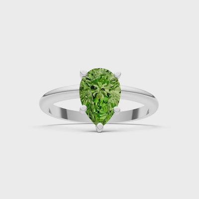 Peridot 5 Prong Pear Shape Solitaire Engagement Ring
