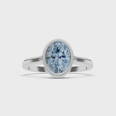 Aquamarine Oval Shape Bezel Set Solitaire Ring