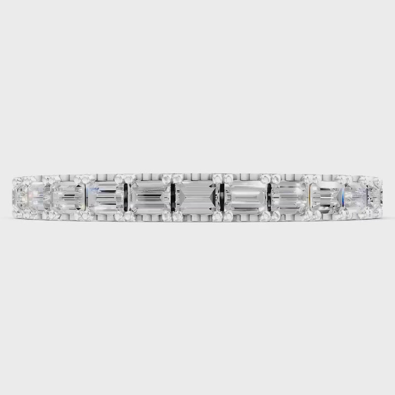 Diamond Straight Baguette Thin Half Eternity Band