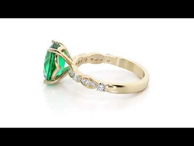 Video of Peora 14K Yellow Gold Created Colombian Emerald and Lab Grown Diamond Versailles Ring. Includes a Peora gift box. Free shipping, 45-day returns, authenticity guaranteed.
