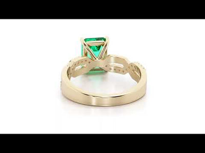 Video of Peora 14K Yellow Gold Created Colombian Emerald and Lab Grown Diamond Modern Infinity Ring R63188. Includes a Peora gift box. Free shipping, 45-day returns, authenticity guaranteed.