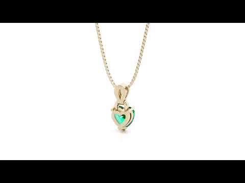 Video of Peora 14K Yellow Gold Created Colombian Emerald and Lab Grown Diamond Pendant Heart Shape P10232.  Includes a Peora gift box. Free shipping, 45-day returns, authenticity guaranteed.