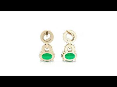 Video of Peora 14K Yellow Gold Created Colombian Emerald and Lab Grown Diamond East West Drop Earrings E19402.  Includes a Peora gift box. Free shipping, 45-day returns, authenticity guaranteed.
