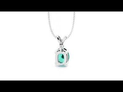 Video of 14K White Gold Created Paraiba Tourmaline with Genuine Diamond Pendant 2.55 Carats Total Oval Shape. Includes a Peora gift box. Free shipping, 45-day returns, authenticity guaranteed. SKU P10244