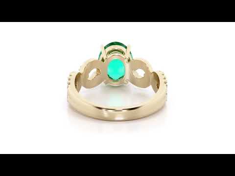 Video of Peora 14K Yellow Gold Created Colombian Emerald and Lab Grown Diamond Linked Ring R63190. Includes a Peora gift box. Free shipping, 45-day returns, authenticity guaranteed.