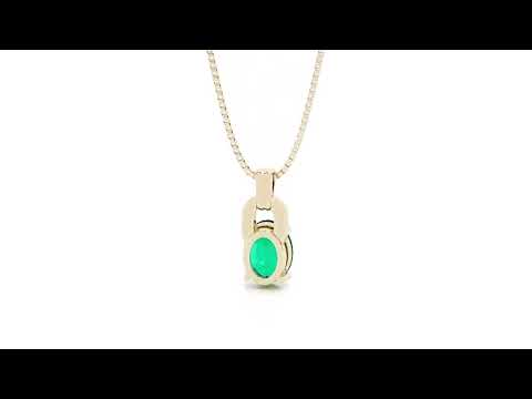 Video of Peora 14K Yellow Gold Created Colombian Emerald and Lab Grown Diamond Pendant Oval Shape P10230. Includes a Peora gift box. Free shipping, 45-day returns, authenticity guaranteed.