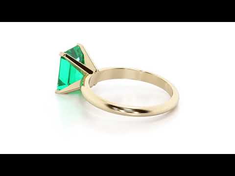 Video of  Peora 2 Carats Emerald Cut Created Colombian Emerald Solitaire Ring in 14K Yellow Gold.  Includes a Peora gift box. Free shipping, 45-day returns, authenticity guaranteed.