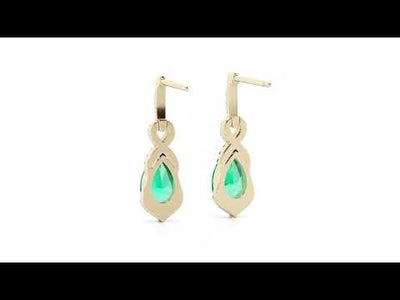 Video of Peora 14K Yellow Gold Created Colombian Emerald and Lab Grown Diamond Infinity Drop Earrings E19400. Includes a Peora gift box. Free shipping, 45-day returns, authenticity guaranteed.
