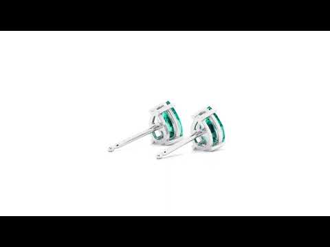 Video of 14K White Gold Pear Shape Created Paraiba Tourmaline Earrings, Classic Solitaire Studs E19406. Includes a Peora gift box. Free shipping, 45-day returns, authenticity guaranteed.