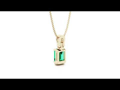 Video of Peora 14K Yellow Gold Created Colombian Emerald and Lab Grown Diamond Pendant Emerald Cut P10236.  Includes a Peora gift box. Free shipping, 45-day returns, authenticity guaranteed.