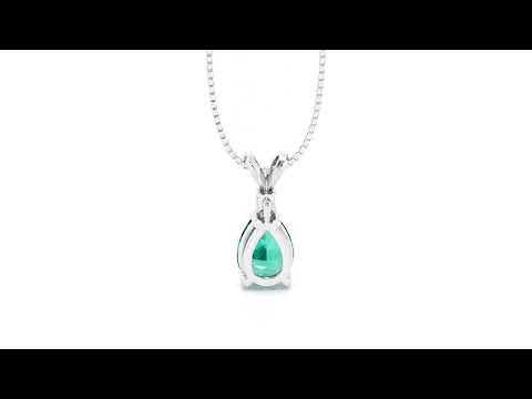 Video of 14K White Gold Created Paraiba Tourmaline and Genuine Diamond Pendant Necklace 2.55 Carats Pear Shape P10250. Includes a Peora gift box. Free shipping, 45-day returns, authenticity guaranteed.