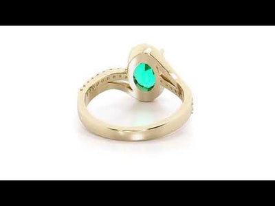 Video of Peora 14K Yellow Gold Created Colombian Emerald and Lab Grown Diamond Wave Ring R63186. Includes a Peora gift box. Free shipping, 45-day returns, authenticity guaranteed.