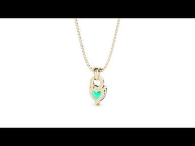 Video of Peora 14K Yellow Gold Created Colombian Emerald and Lab Grown Diamond Pendant Heart Shape P10240.  Includes a Peora gift box. Free shipping, 45-day returns, authenticity guaranteed.