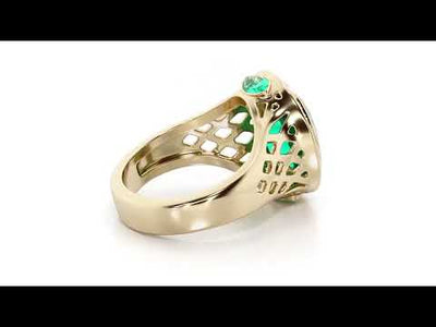 Video of Peora 14K Yellow Gold Created Colombian Emerald and Lab Grown Diamond Lattice Ring R63184. Includes a Peora gift box. Free shipping, 45-day returns, authenticity guaranteed.