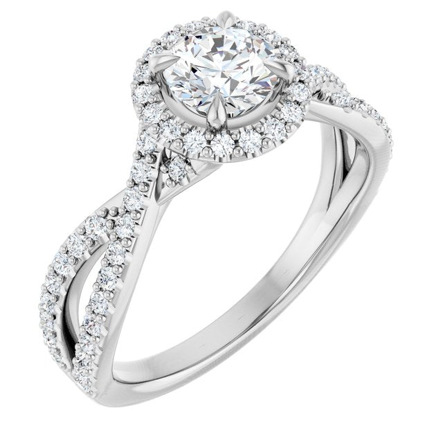 14K White 5.2 mm Round 3/8 CTW Lab-Grown Diamond Semi-Set Engagement Ring