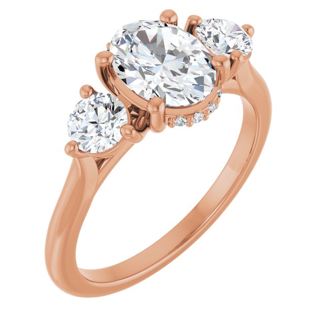 14K Rose 8 x 6 mm Oval 1/2 CTW Natural Diamond Semi-Set Engagement Ring