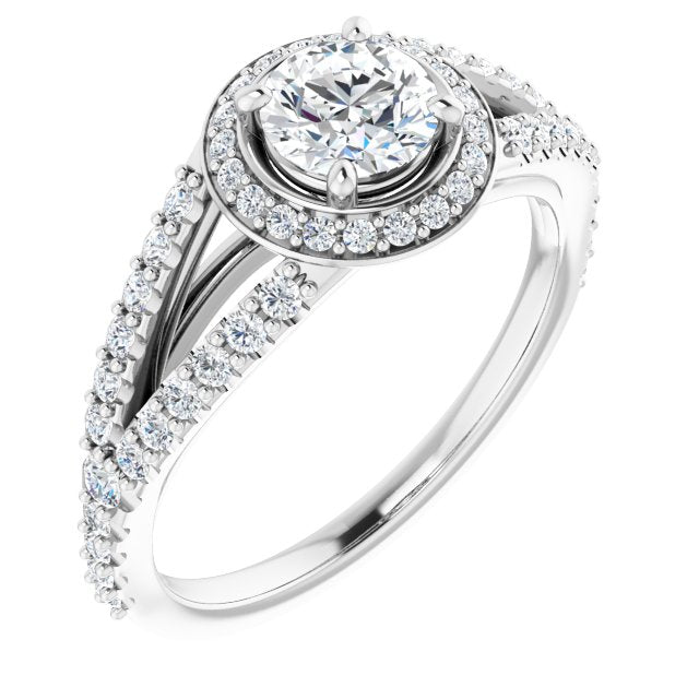14K White 5.2 mm Round 3/8 CTW Natural Diamond Semi-Set Engagement Ring