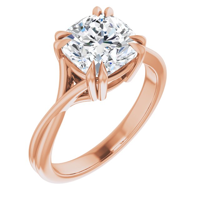 14K Rose 8 mm Cushion Solitaire Engagement Ring Mounting