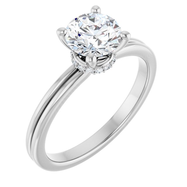 14K White 6.5 mm Round .06 CTW Natural Diamond Semi-Set Engagement Ring