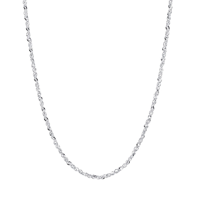 14K White Gold Rope Style Chain Necklace Diamond Cut 0.9mm