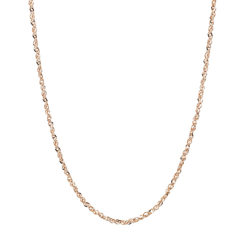 14K Rose Gold Rope Style Chain Necklace Diamond Cut 0.9mm