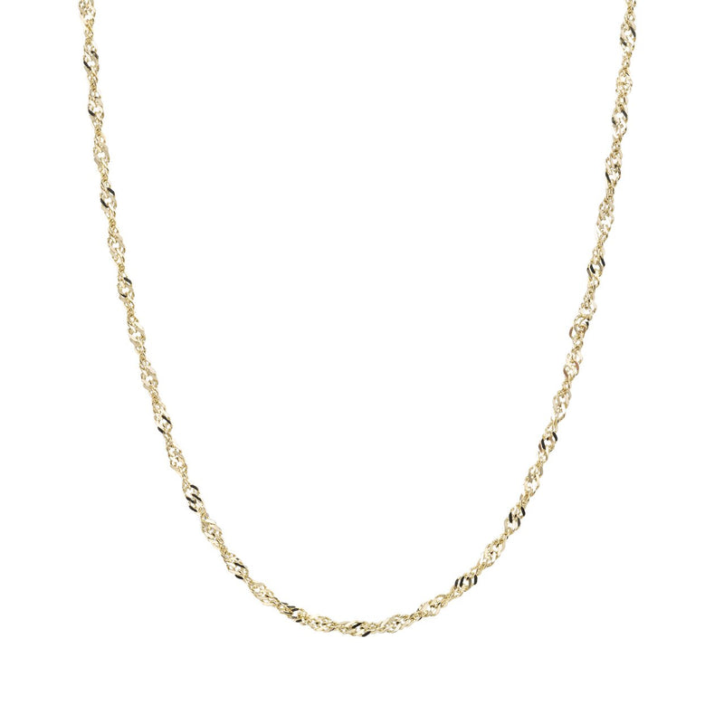14K Yellow Gold Singapore Style Chain Necklace 1.0mm