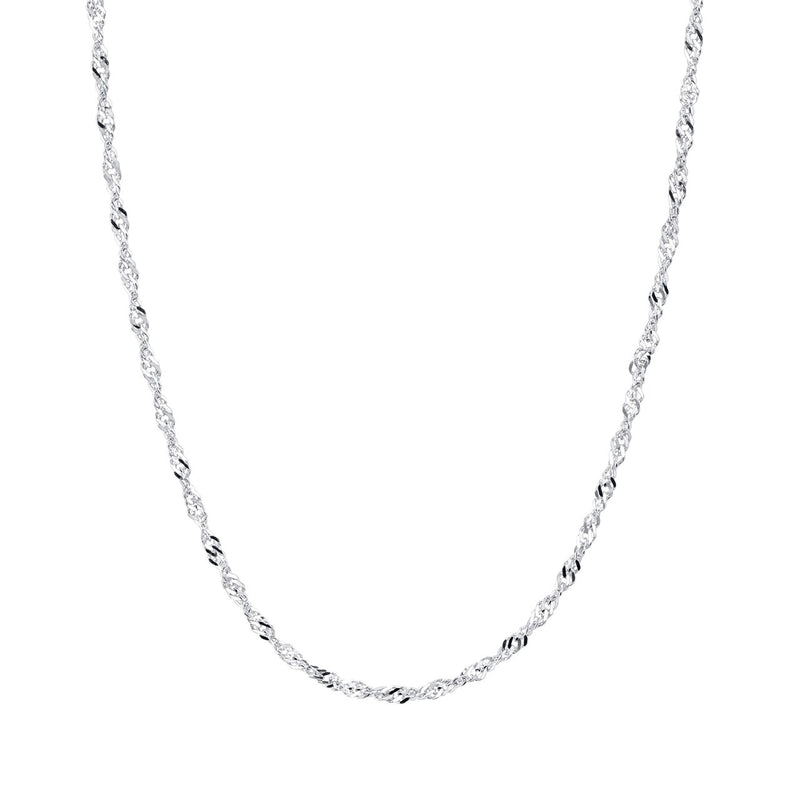 14K White Gold Singapore Style Chain Necklace 1.0mm