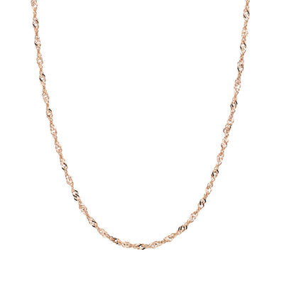 14K Rose Gold Singapore Style Chain Necklace 1.0mm