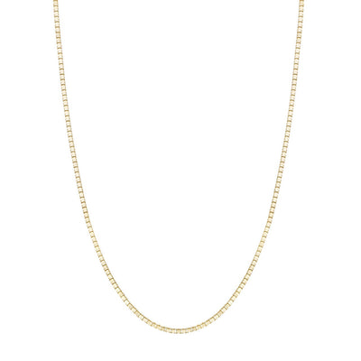 14K Yellow Gold Box Style Chain Necklace 0.6mm