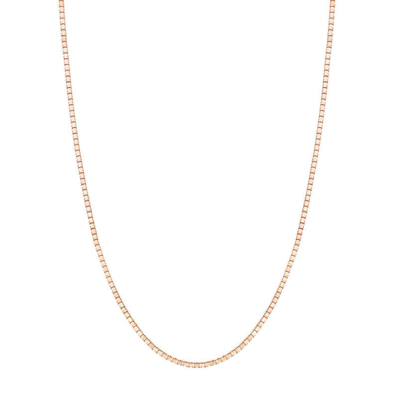 14K Rose Gold Box Style Chain Necklace 0.6mm