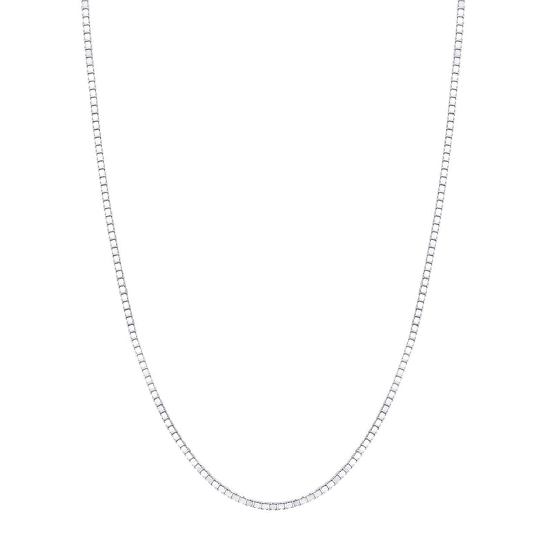 14K White Gold Box Style Chain Necklace 0.8mm