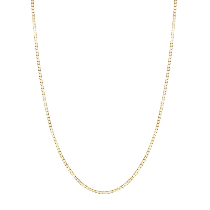 14K Yellow Gold Box Style Chain Necklace 1.0mm