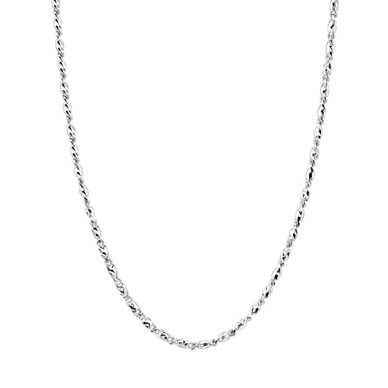 14K White Gold Raso Style Chain Necklace 1.0mm