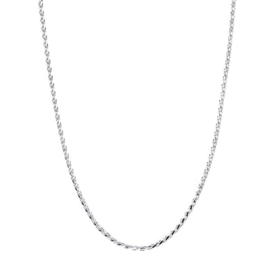 14K White Gold Wheat Style Chain Necklace Diamond Cut 0.9mm