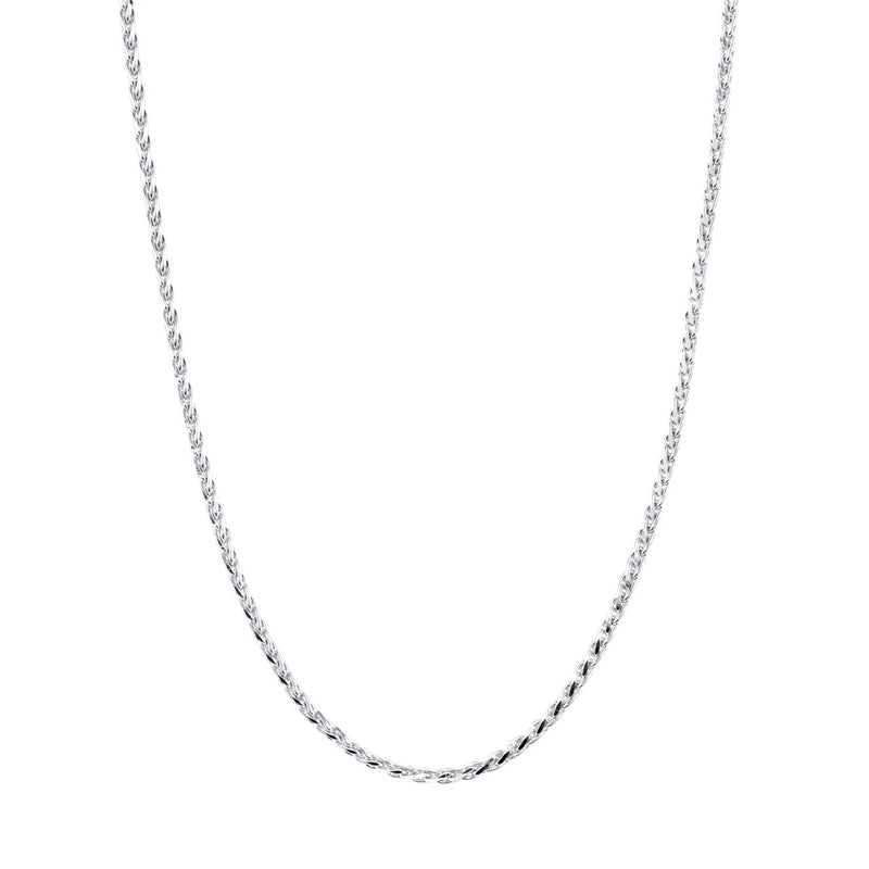 14K White Gold Wheat Style Chain Necklace Diamond Cut 0.9mm