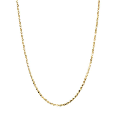14K Yellow Gold Wheat Style Chain Necklace Diamond Cut 1.1mm