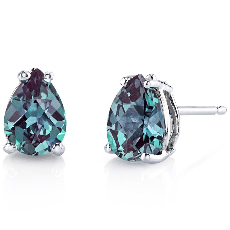 Alexandrite Pear Shape Stud Earrings and Pendant with Diamond Accent 14K White Gold 2.81 ctw Gift Set