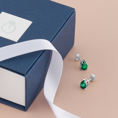 Emerald Stud Earrings 14 Karat White Gold Pear Shape 1.25 Carat