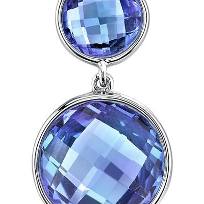 Alexandrite Earrings 14 Karat White Gold Round Shape 17 Carats