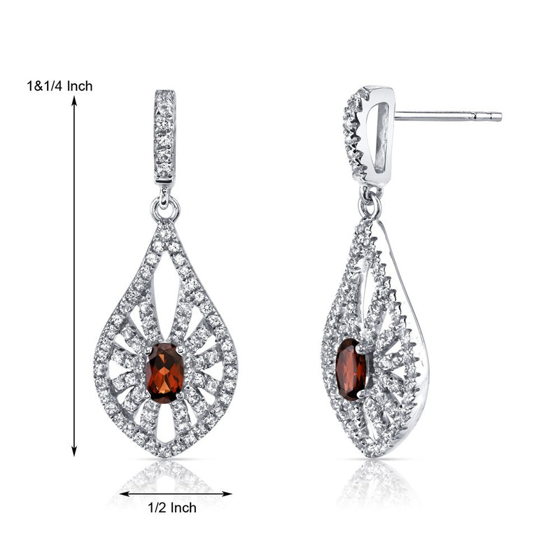 14K White Gold Garnet Chandelier Earrings 0.50 Carats