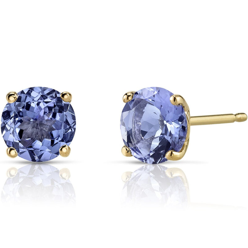 Tanzanite 6mm Round Stud Earrings In 14K White Gold - Foto 3