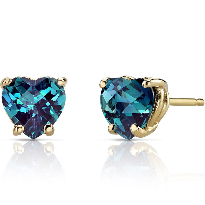 Alexandrite Earrings 14K Yellow Gold Heart Shape | E19012 | Peora