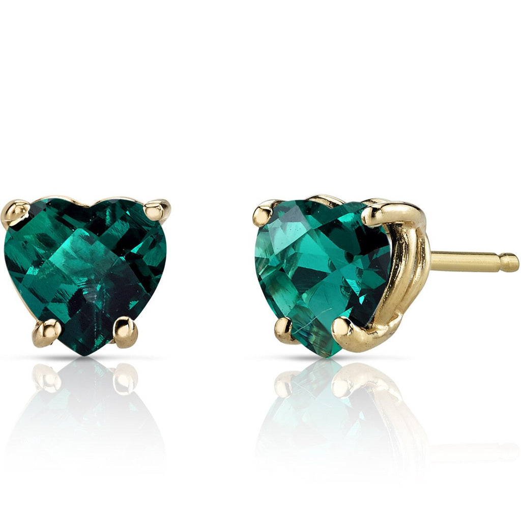 Ladies hotsell 14K Yellow Gold Emerald Heart Stud Earrings