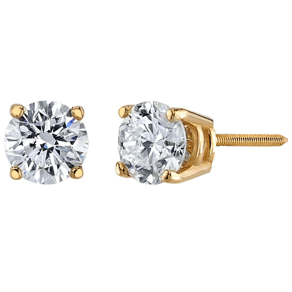 2Ct Round Lab Created Diamond LV Wedding Stud Earrings 14K Yellow Gold  Plated